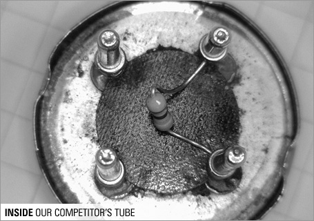 A picture of a competitor's poorly crafted thermocouple requiring a matching resistor